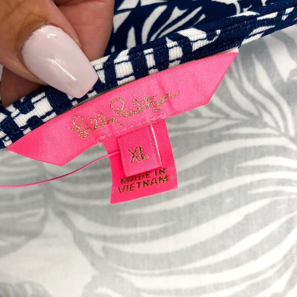 LILLY PULITZER Women's Parigi Romper XL Blue Aegean Navy Beach Path Print NWT - Picture 11 of 14
